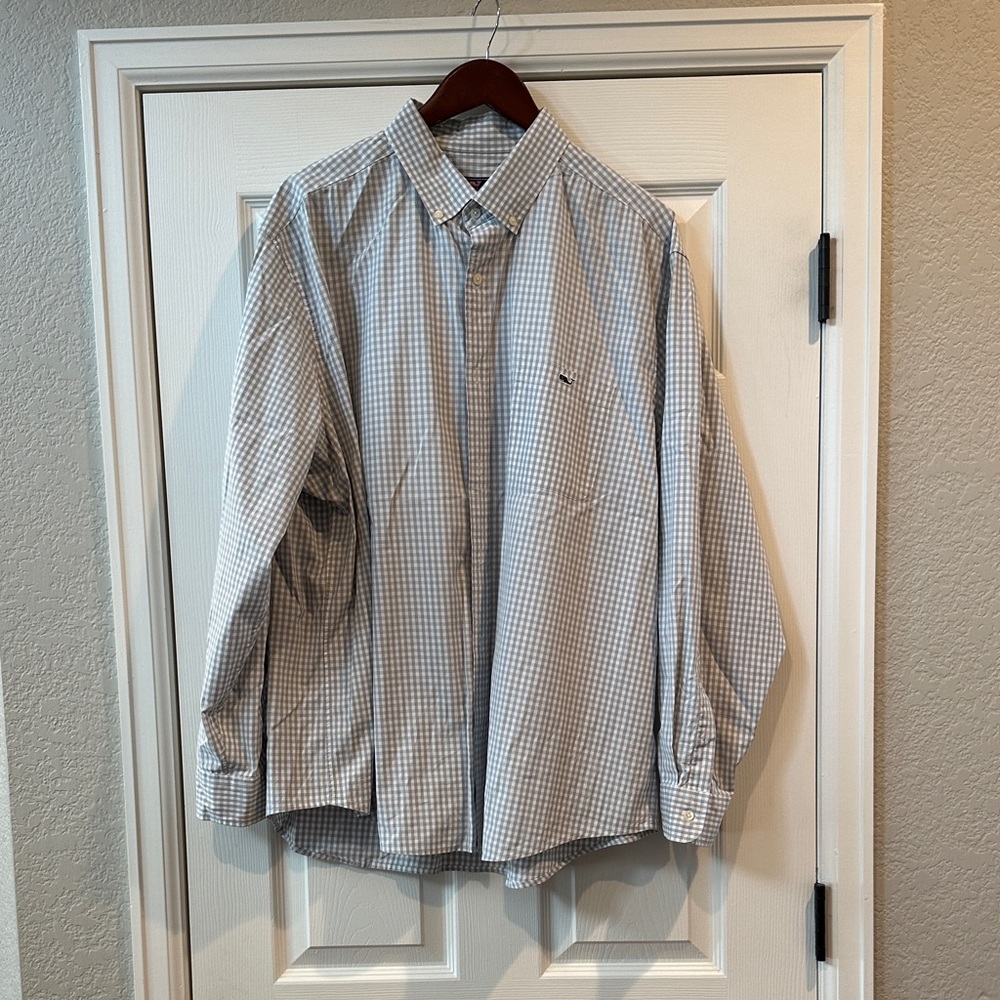 Vineyard Vines Classic Fit Tucker Gray Checkered Button Down Shirt